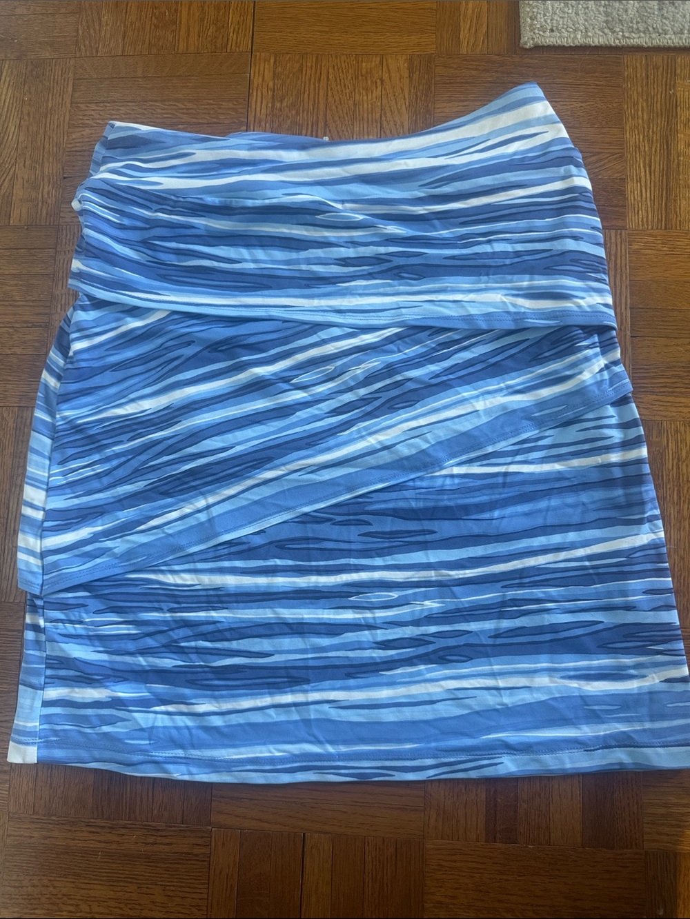 J. McLaughlin Blue and White Striped Wrap Skirt